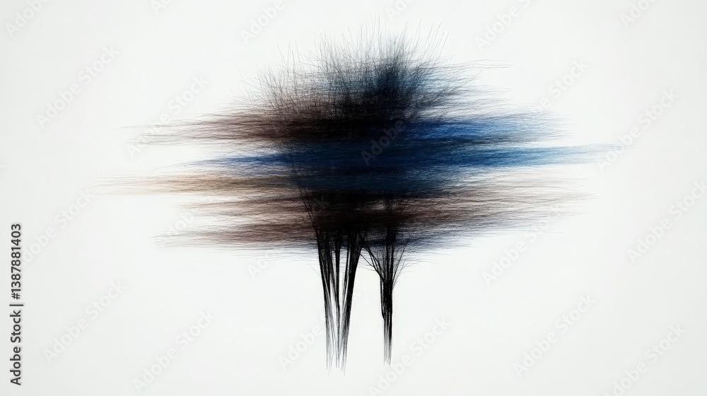 Fototapeta premium Abstract representation of trees with flowing lines in soft colors
