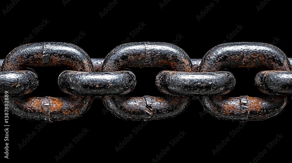 Obraz premium Rusty Chain Against Black Background