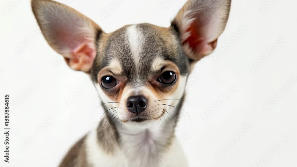 Small Chihuahua sitting gracefully against a white background.
Small Chihuahua sitting gracefully against a white background.