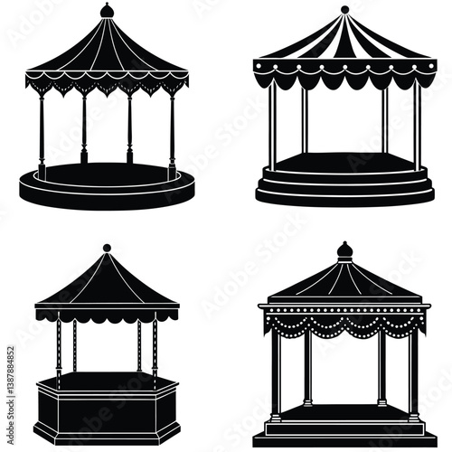 Showpiece Stand Vector Shilhouette Bundle Set Collection