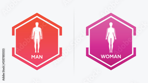 Male and Female Body Type Icons – Fitness and Fat Percentage Badge Set