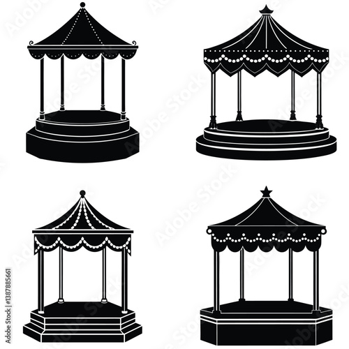 Showpiece Stand Vector Shilhouette Bundle Set Collection