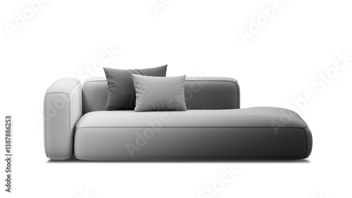Modern sofa on isolated background with shadow. Furniture for collages, graphics designs, and presentations.