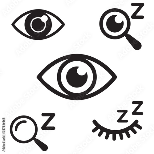 Outline eye icons. Open and closed eyes images, sleeping eye shapes with eyelash, vector supervision and searching signs. with white background