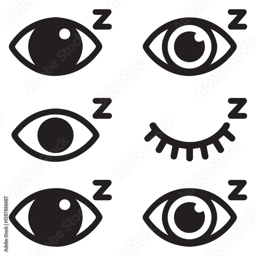 Outline eye icons. Open and closed eyes images, sleeping eye shapes with eyelash, vector supervision and searching signs. with white background