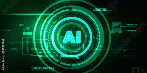 2d illustration Artificial Intelligence (AI) concept