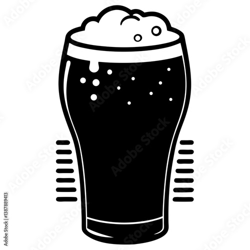 Enjoy a pint: silhouette of a glass of beer with foam.
