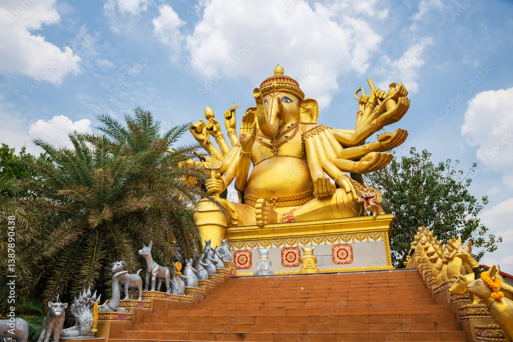 Golden ganecha with thousand hands in Sa Kaeo, Thailand Golden ganecha with thousand hands in Sa Kaeo, Thailand
