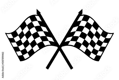 Checkered flags silhouette for racing and competition events