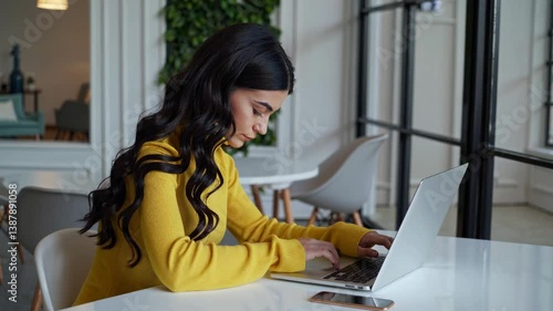 The Woman with Laptop Focused