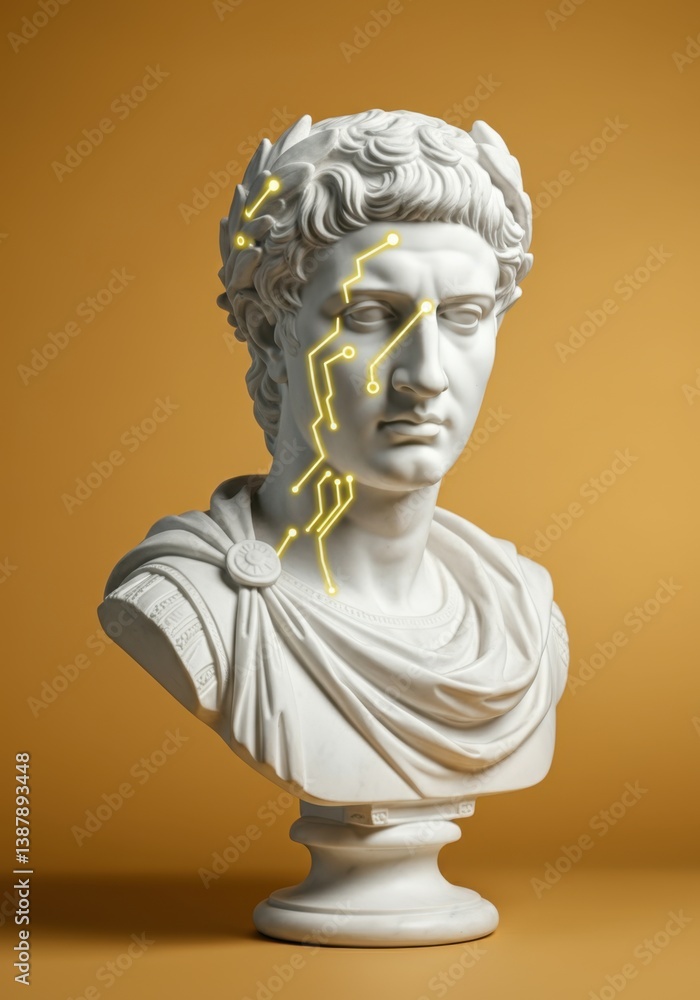 Futuristic interpretation of classical sculpture with electric accents. Neo-Classical Art Futuristic interpretation of classical sculpture with electric accents. Neo-Classical Art