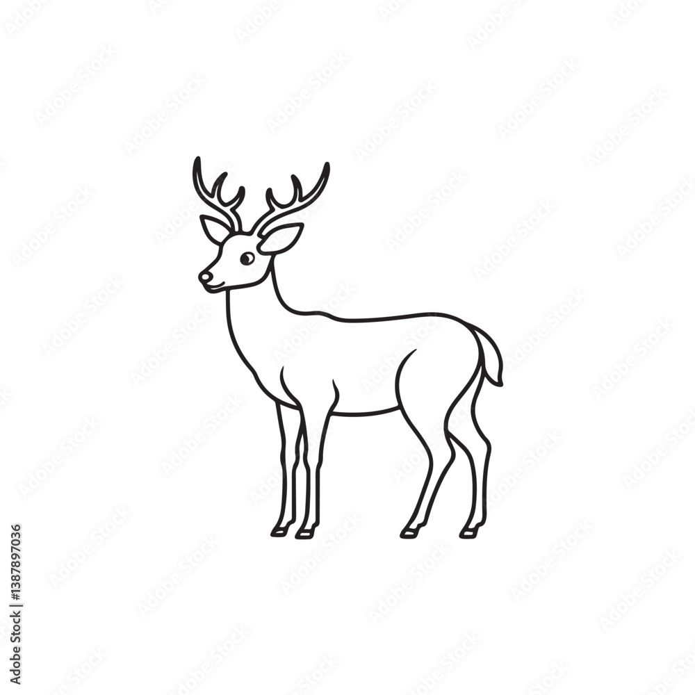 Isolated brown deer silhouette vector illustration of a wild mammal with antlers Isolated brown deer silhouette vector illustration of a wild mammal with antlers