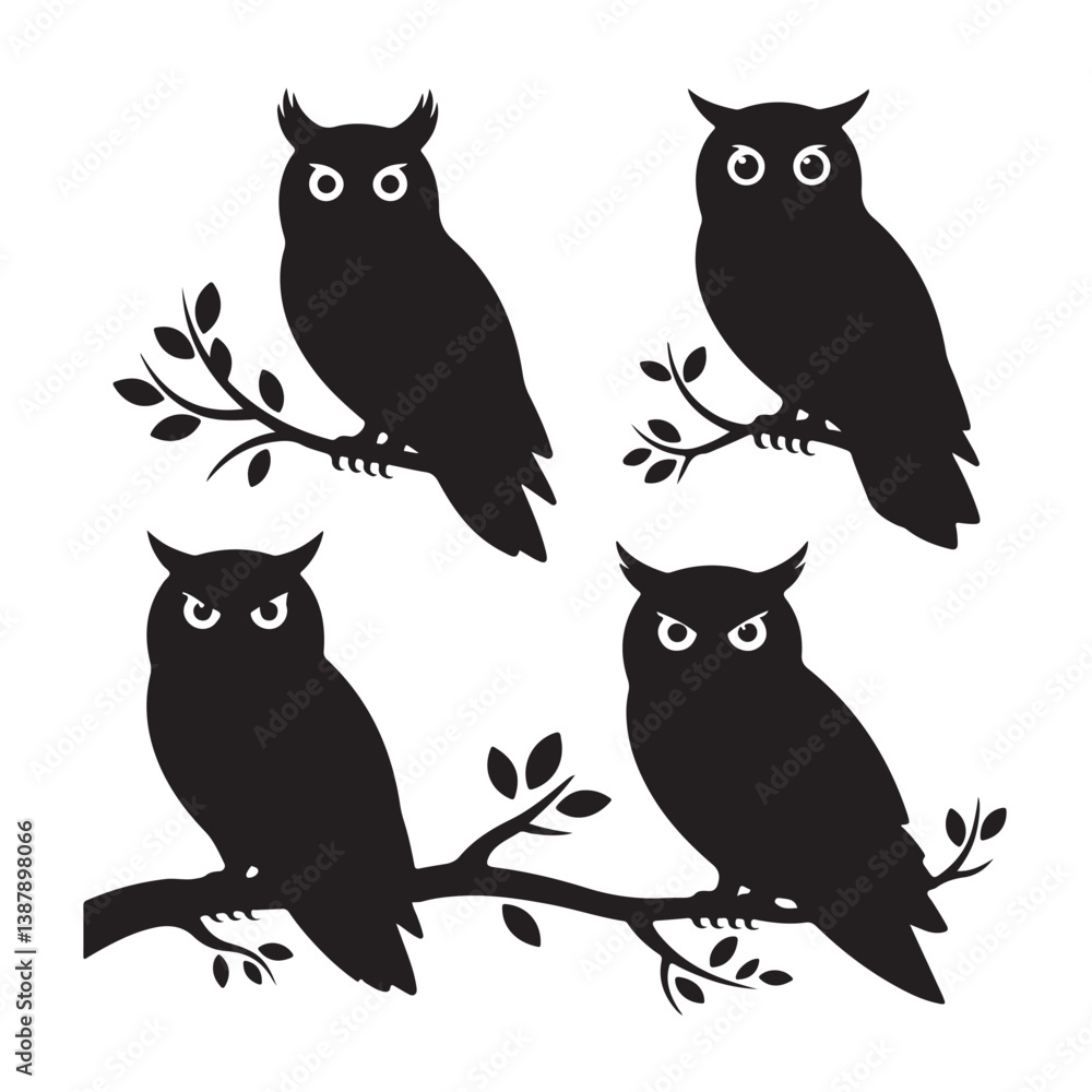 Fototapeta premium set of vector owls
