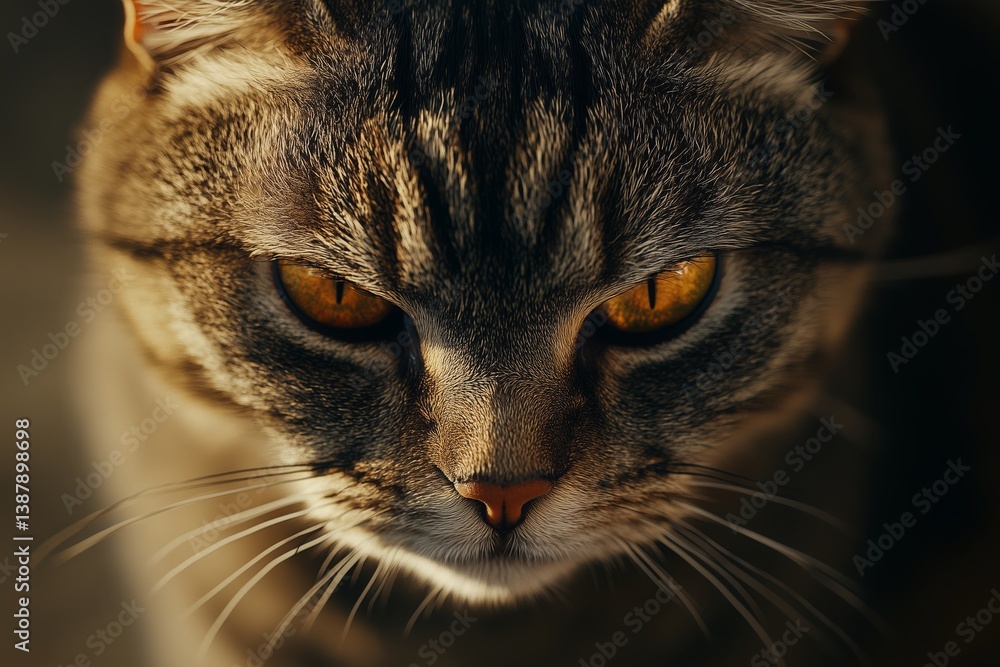 Close-up portrait of an angry ginger cat staring intensely, perfect for pet expressions or animal attitude themes. Close-up portrait of an angry ginger cat staring intensely, perfect for pet expressions or animal attitude themes.
