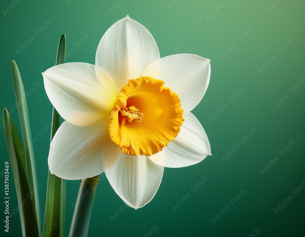 Fototapeta premium Daffodil on Light Green Background