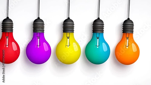 Hanging Colorful Light Bulbs Illuminating a Modern Interior Space Generative AI