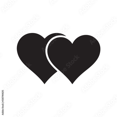  Heart Icon with Two Hearts Intertwined in Black Design