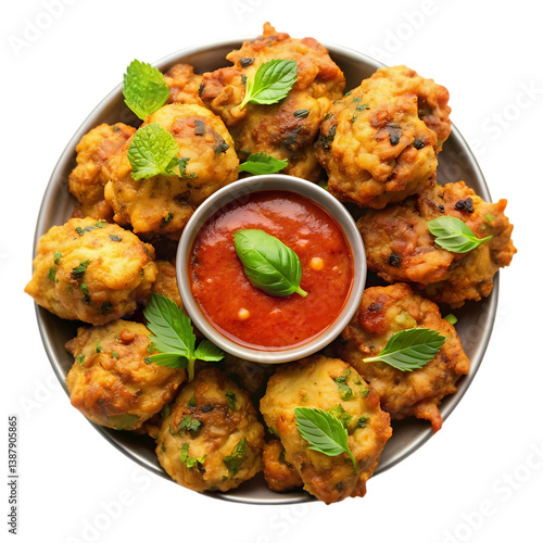 Crispy Cauliflower Fritters Recipe isolated on transparent background
