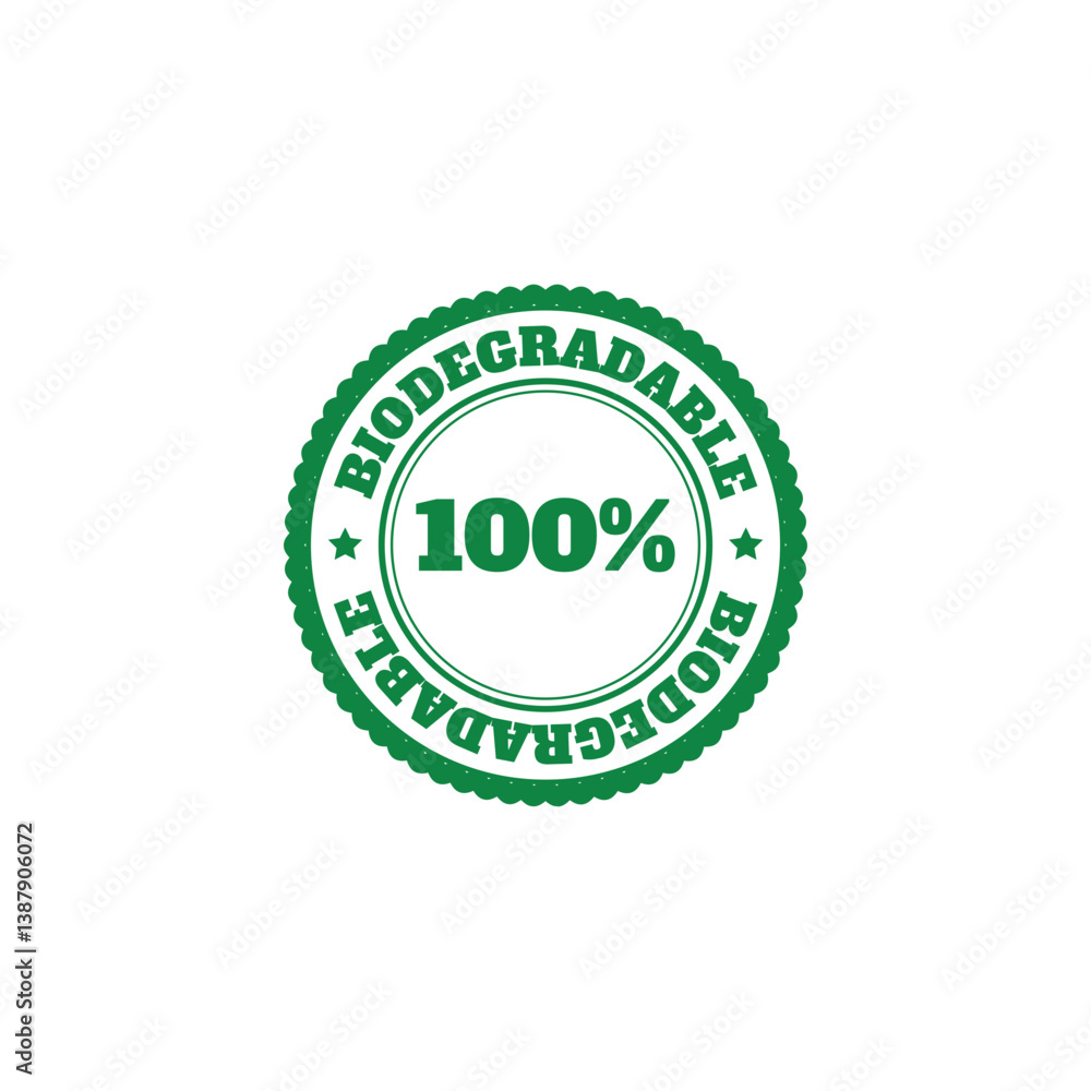 100% Biodegradable Product Symbol Sign Vector Logo 100% Biodegradable Product Symbol Sign Vector Logo