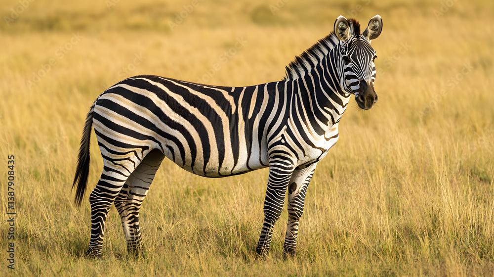 Fototapeta premium Elegant Dance of Nature's Design: The Enigmatic Beauty of Zebra Stripes in the Wild Savanna Landscape