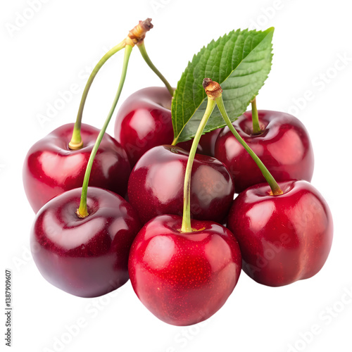 Fresh Red Cherries: Juicy & Sweet isolated on transparent background
