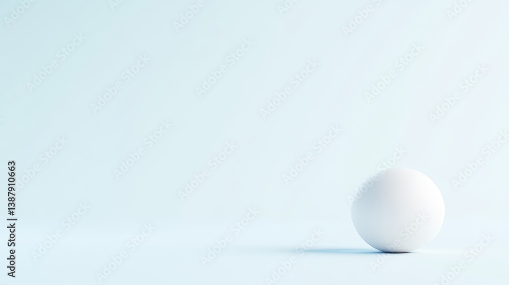 A single, perfect white sphere rests on a pale blue background. The image is minimalist, with a simple composition. The lighting is soft and even, creating a clean aesthetic. The color palette is s A single, perfect white sphere rests on a pale blue background. The image is minimalist, with a simple composition. The lighting is soft and even, creating a clean aesthetic. The color palette is s