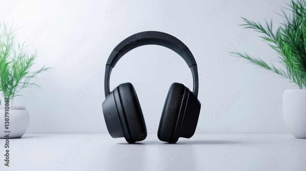 Modern black over-ear headphones Modern black over-ear headphones