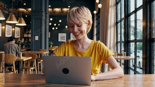 The Woman with Laptop Smiling