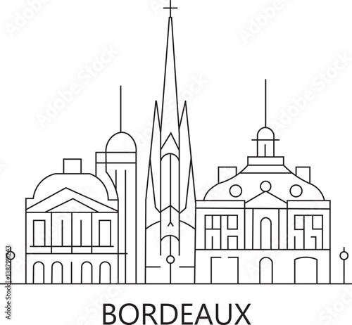 Bordeaux City Line Draw Simple Minimalist