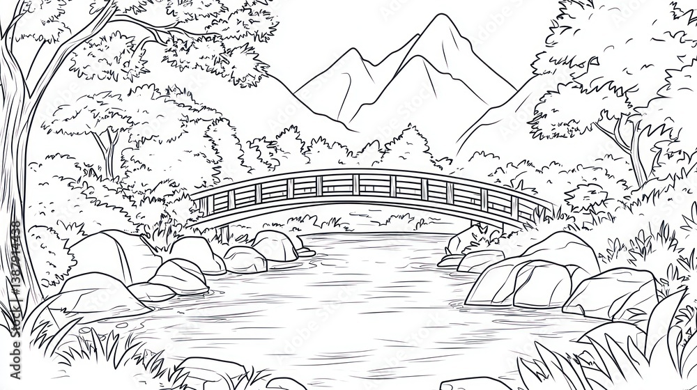 custom made wallpaper toronto digitalPeaceful mountain landscape with bridge