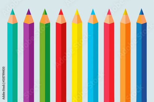 colored pencils on white background