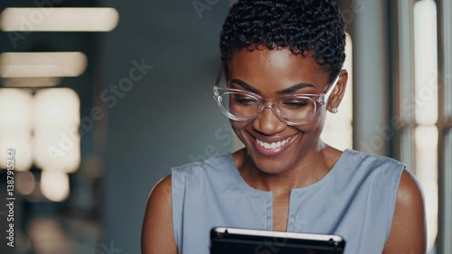 The Smiling Woman with Tablet