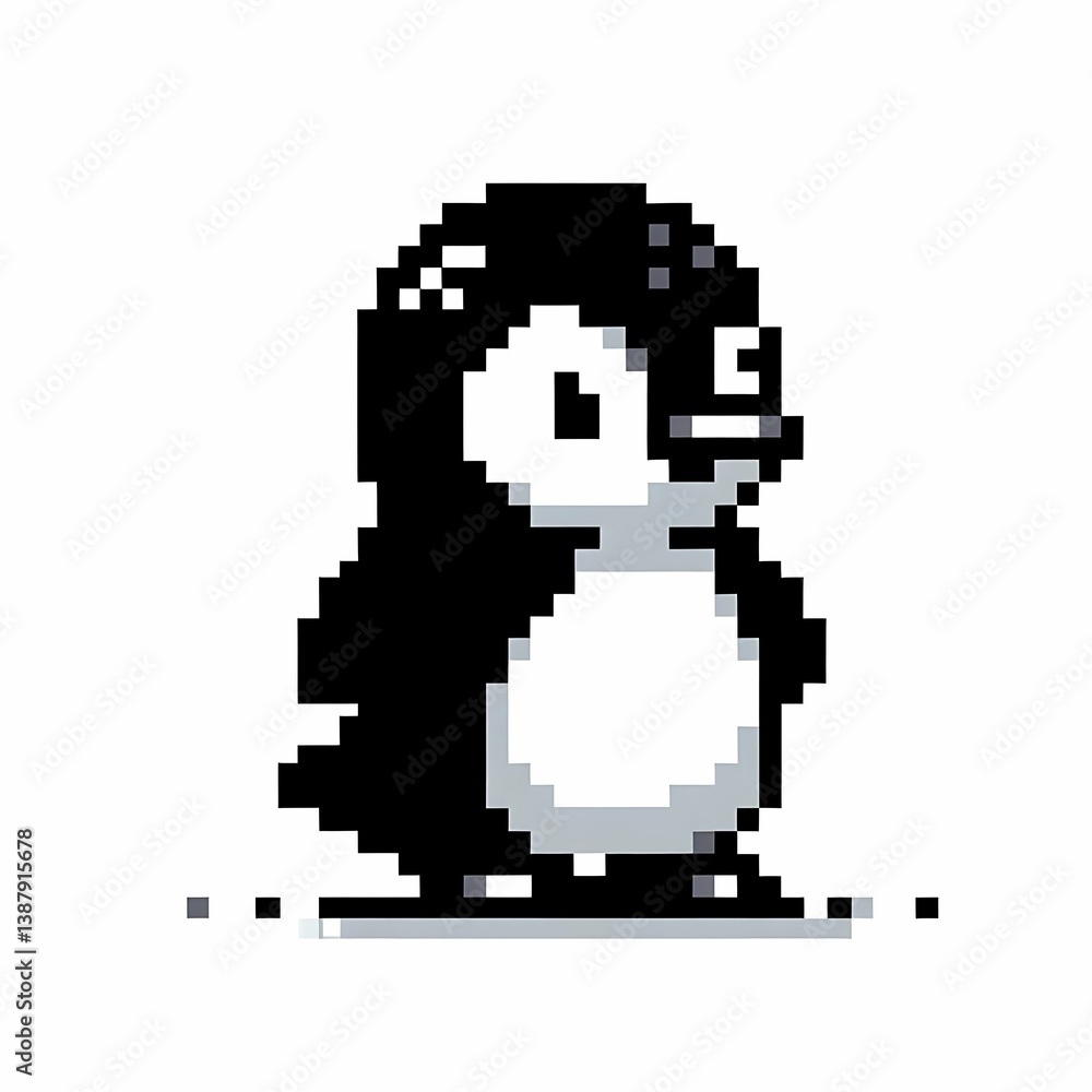 Fototapeta premium Pixel Penguin Standing Pose suitable for multimedia project