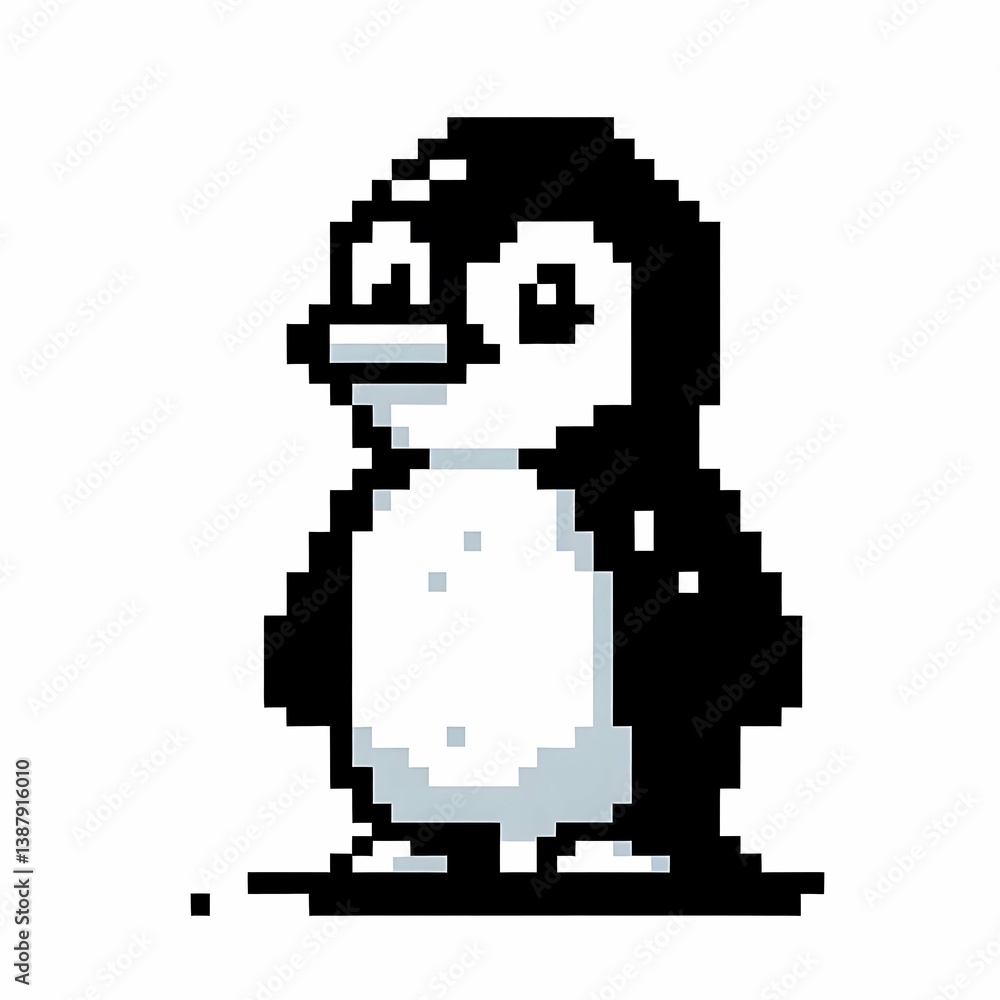 Fototapeta premium Pixel Penguin Portrait suitable for art exhibition