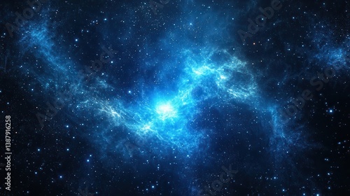 Beautiful blue galaxy background.