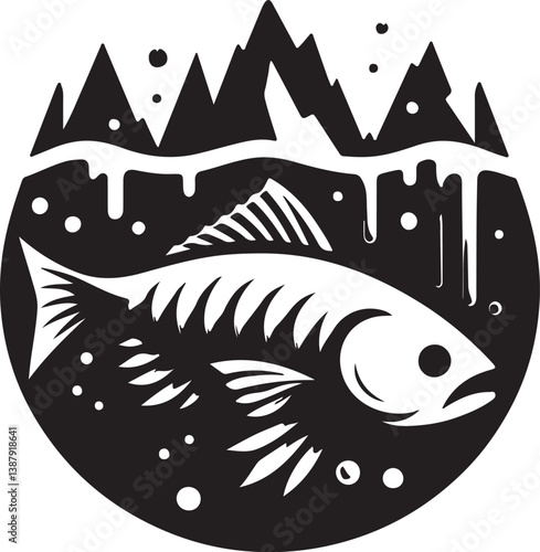 Ice fish logo vector