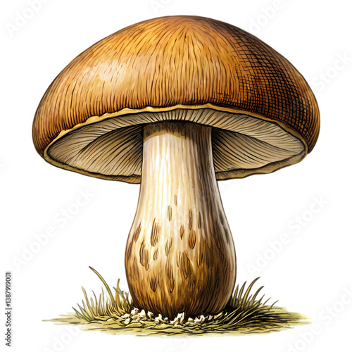 Brown Mushroom: Identification, Types & Uses isolated on transparent background