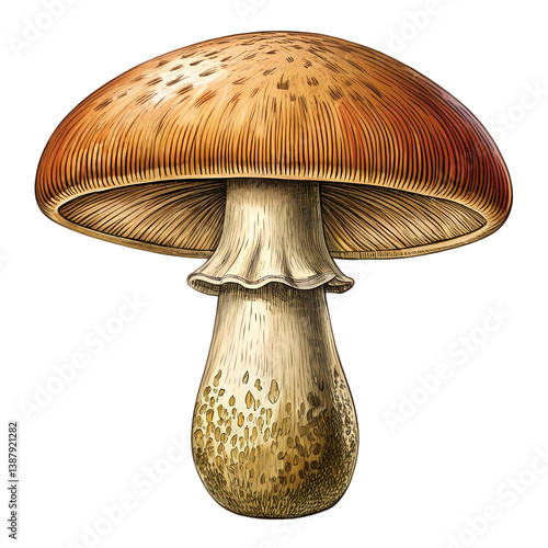 Brown Mushroom Illustration: Identification & Guide isolated on transparent background
