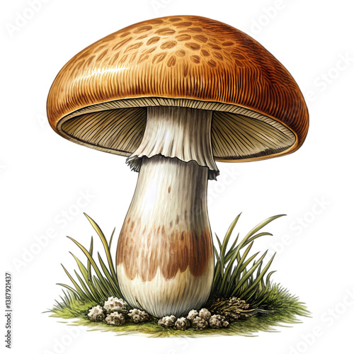 Brown Mushroom Illustration: High-Res Image isolated on transparent background