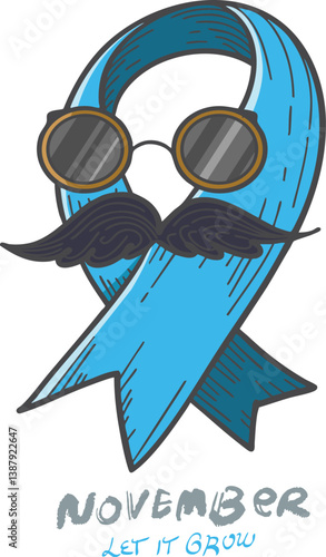 Lovely hand drawn movember moustache. No shave awareness month for prostate cancer poster