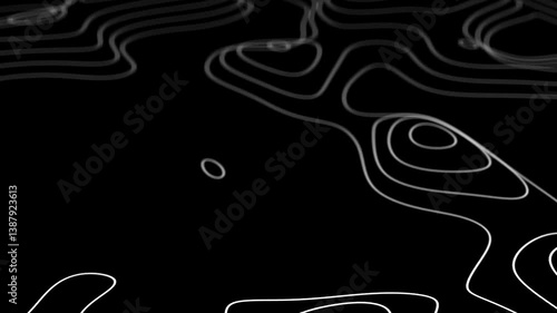 Black and white 3D topographic terrain abstract background in 4K
