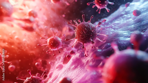 Abstract representation of immune system warriors battling colon cancer, artistic blend of medical realism and futuristic biotech visualization, ultraHD detail