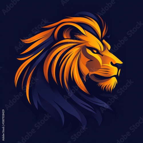 Wallpaper Mural Colorful graphic of a lion's head with flowing mane against a dark background Torontodigital.ca