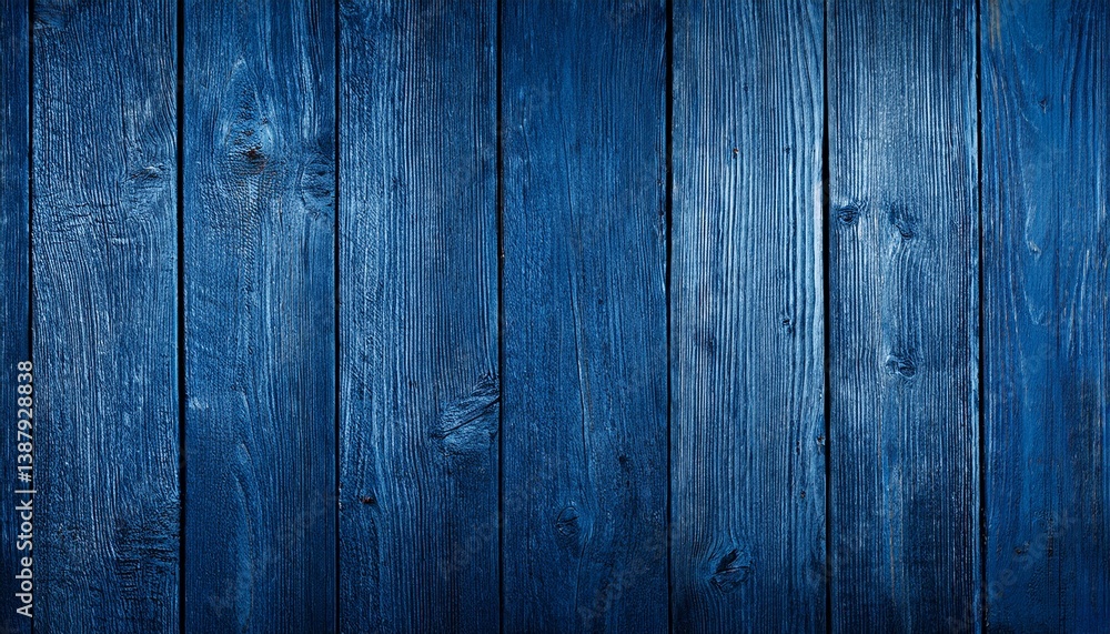 Naklejka premium Dark blue grunge background. Long banner with vintage wood texture. Navy blue old wooden background.