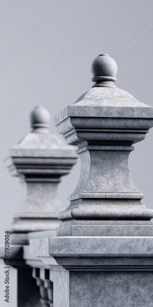 Pillars in the classical style of ancient architecture. Pillars in grayscale on an isolated background. Pillars in the classical style of ancient architecture. Pillars in grayscale on an isolated background.