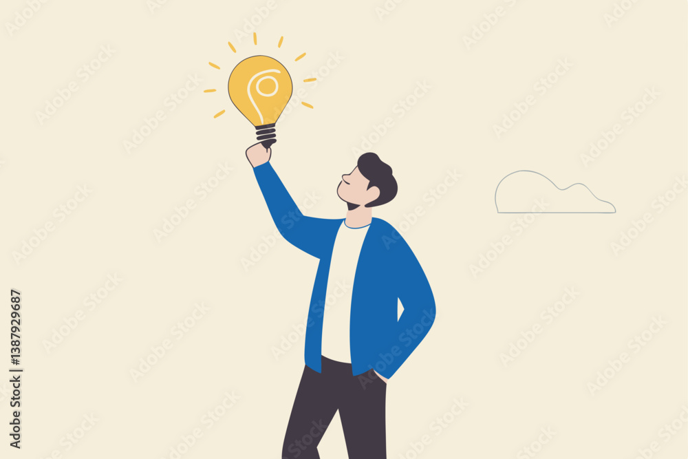 Copyright reserved, trademark intellectual property protection, original idea or innovation, legal or law protection registered concept, businessman holding light bulb idea with copyright symbol. Copyright reserved, trademark intellectual property protection, original idea or innovation, legal or law protection registered concept, businessman holding light bulb idea with copyright symbol.