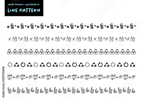 シンプルな手書きのかわいいリサイクルエコ飾り罫セット
