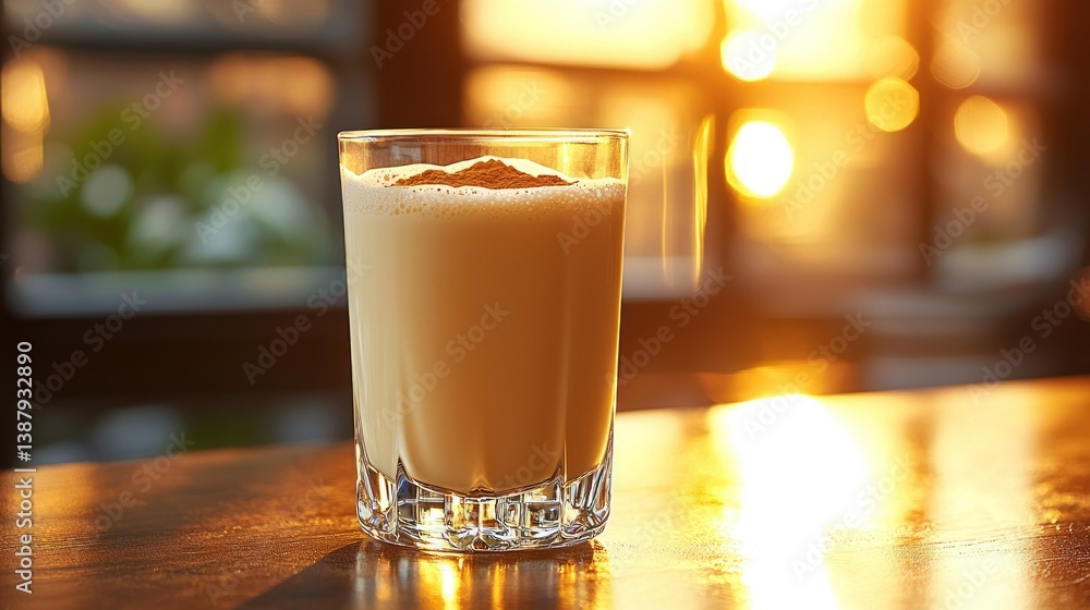 Creamy drink, golden hour Creamy drink, golden hour