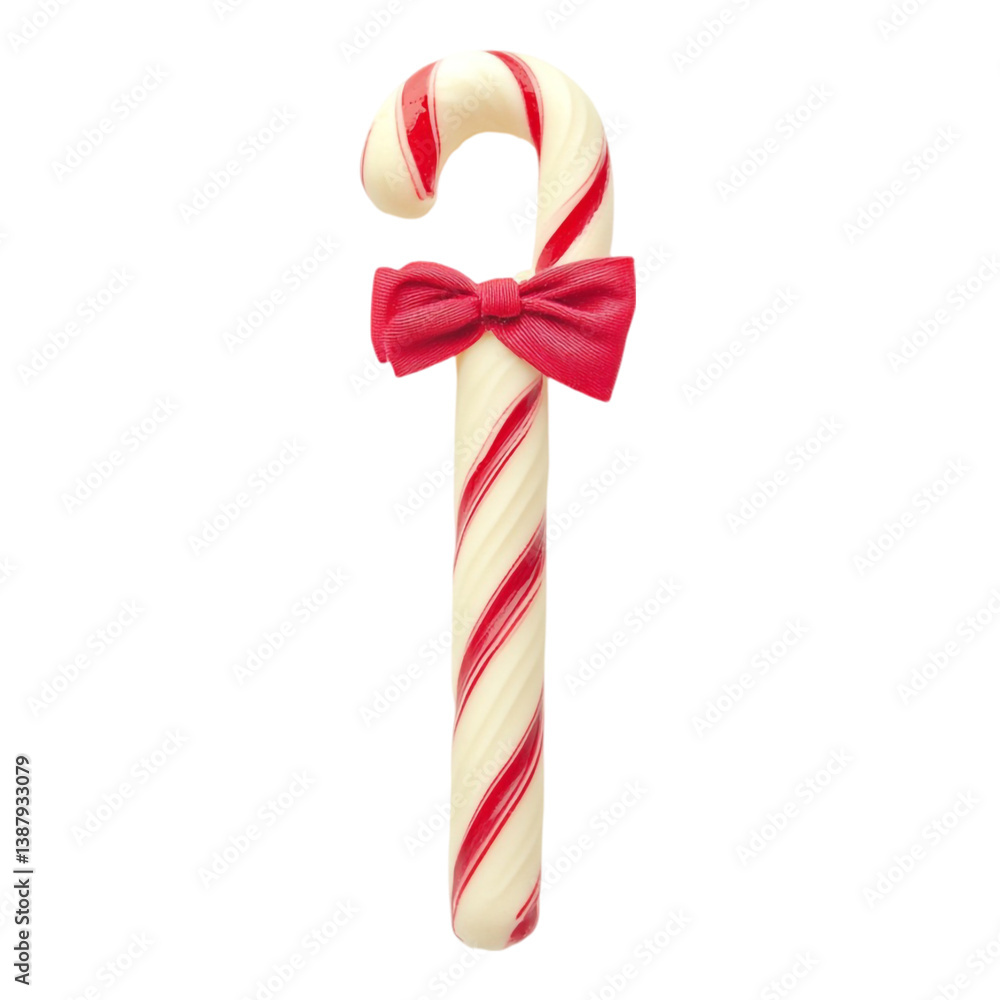 Candy cane with red bow Christmas treat sweet holiday festive candy cane lollipop red white striped Candy cane with red bow Christmas treat sweet holiday festive candy cane lollipop red white striped