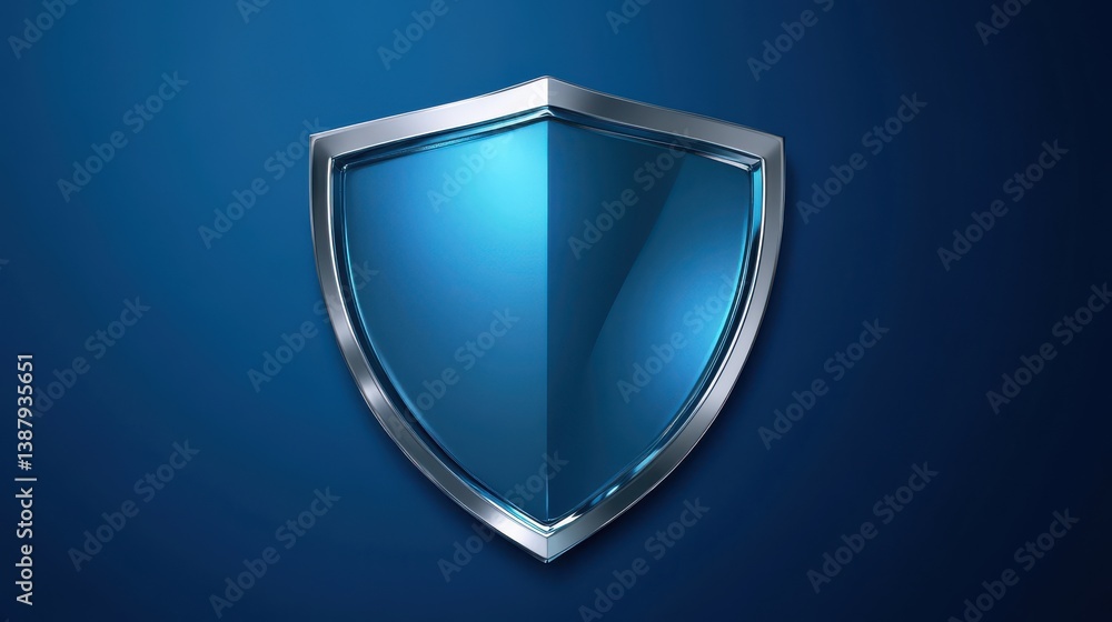 Blue shield icon with a metallic border. Blue shield icon with a metallic border.